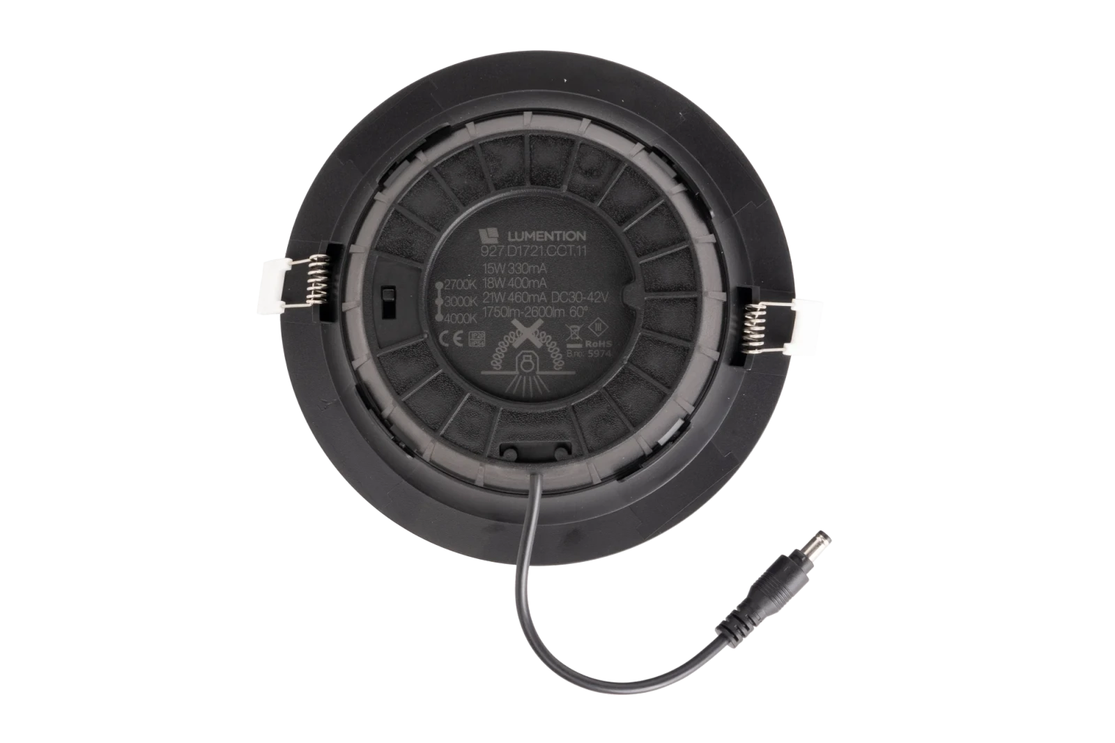 LED Inbouw Downlight, 15–18–21W, CCT, IP54, Zwart