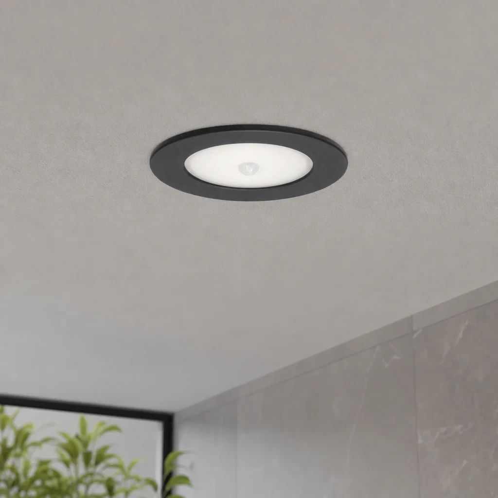 LED Inbouwspot met Bewegingssensor, 8W, 3000K/4000K/6500K, Rond, IP54, Zwart