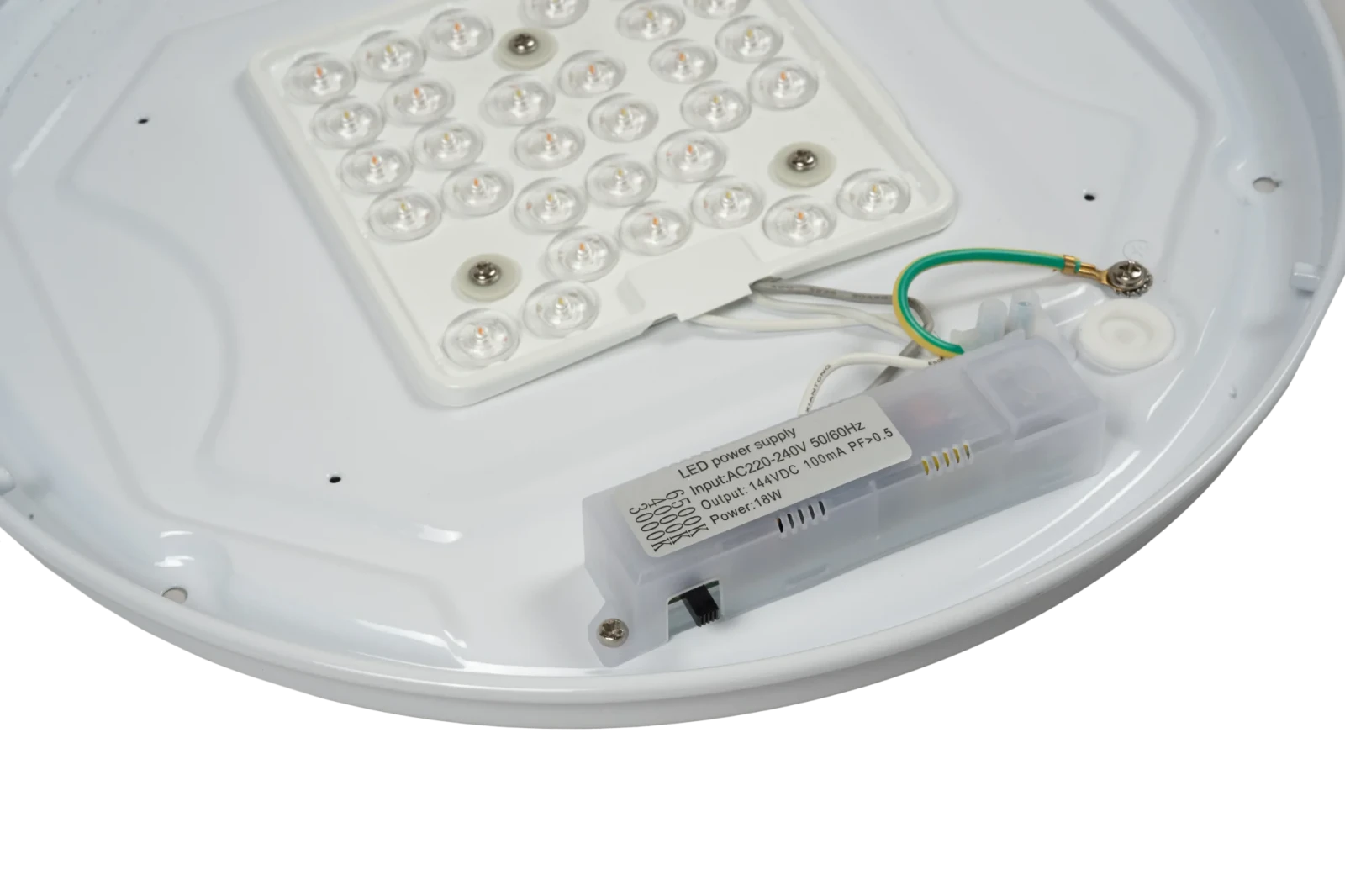 LED Wand- en Plafondarmatuur, 18W, 3CCT, 3000K/4000K/6000K, 1820lm, IP20, Wit