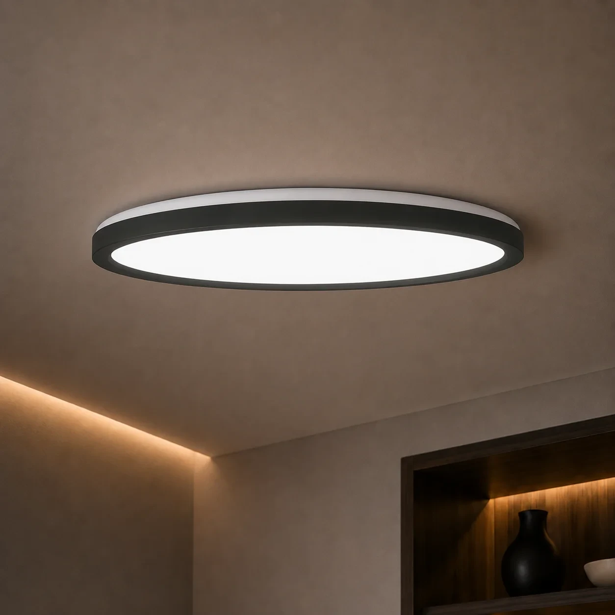 LED wand- en plafondarmatuur, 15W, 3CCT, 1250lm, IP54, 244 mm, Zwart