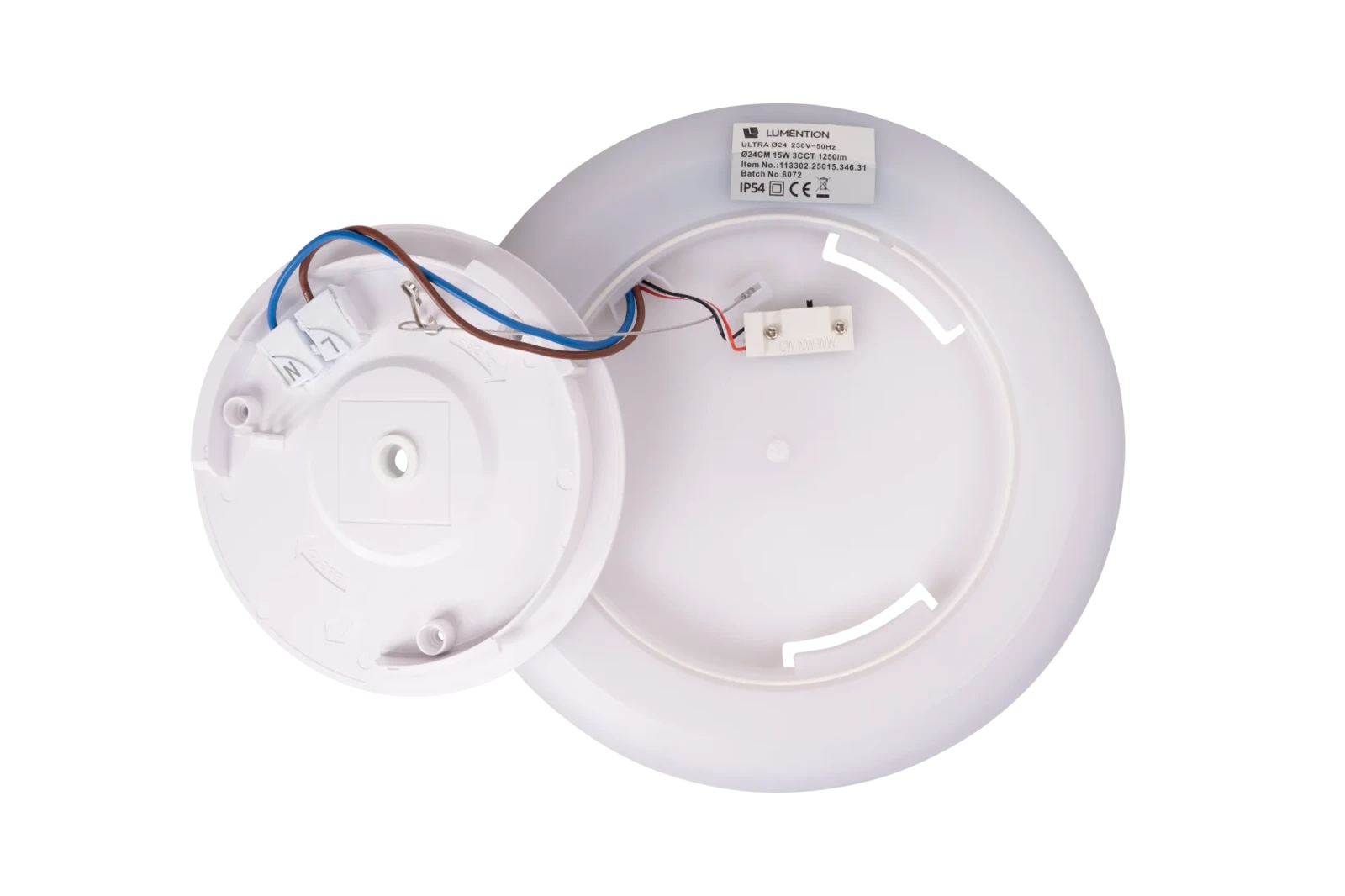 LED wand- en plafondarmatuur, 15W, 3CCT, 1250lm, IP54, 244 mm, Zwart