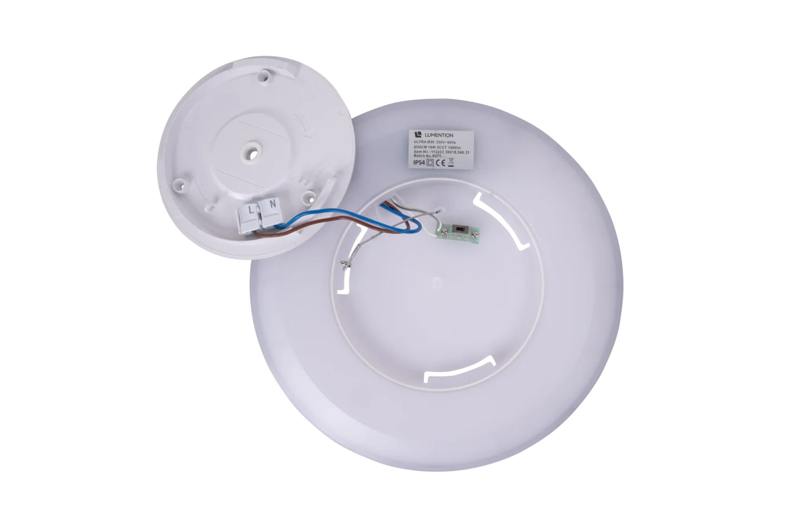 LED wand- en plafondarmatuur, 18W, 3CCT, 1600lm, IP54, 294 mm, Zwart