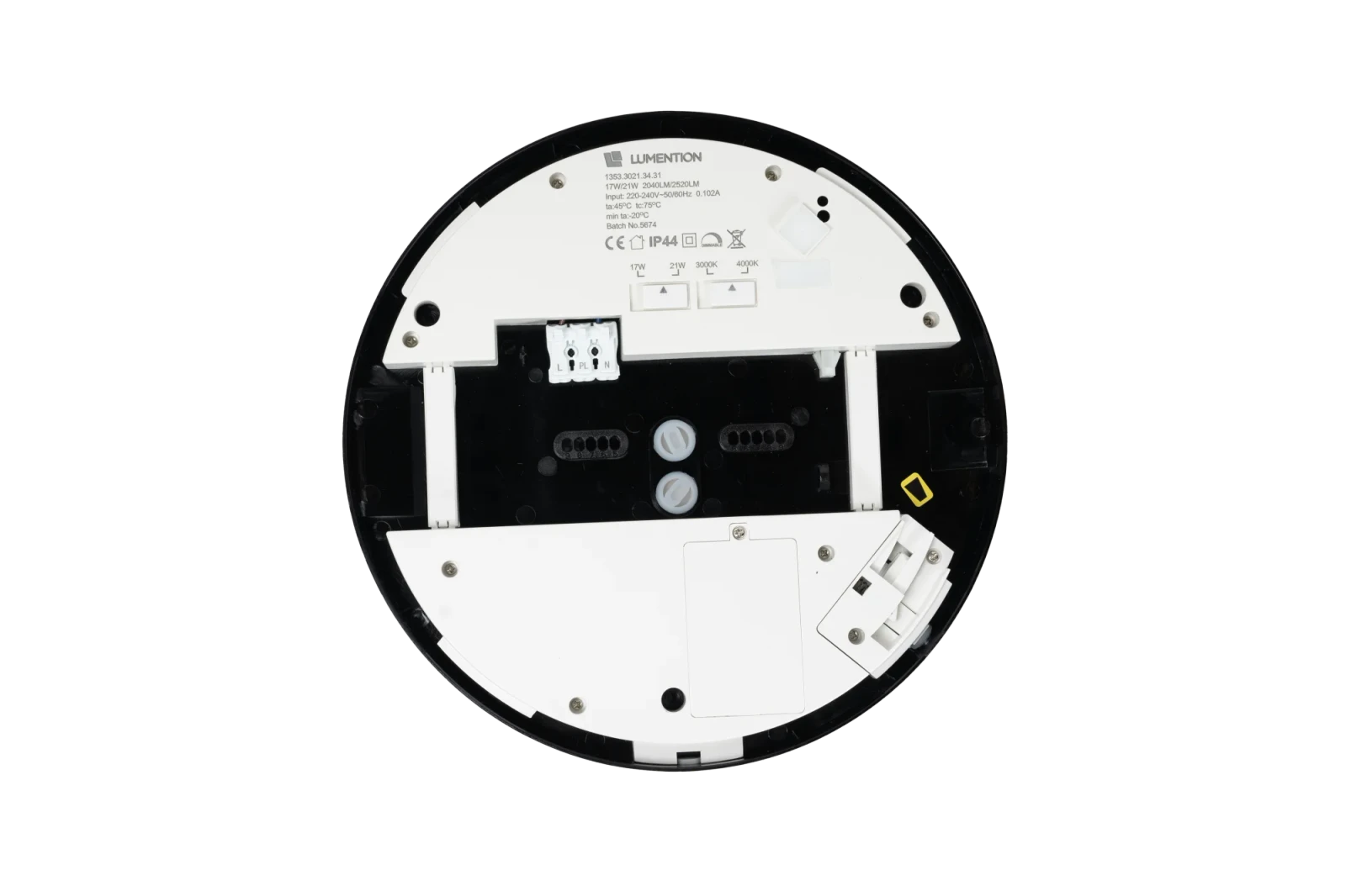 LED Wand- en Plafondarmatuur, 17–21W, 3000K/4000K, Dimbaar, Noodunit, IP44, Zwart