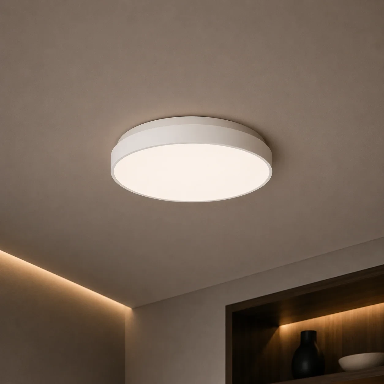 LED Wand- en Plafondarmatuur, 17–21W Instelbaar, 3000K/4000K, Sensor + Noodunit, IP44, Wit