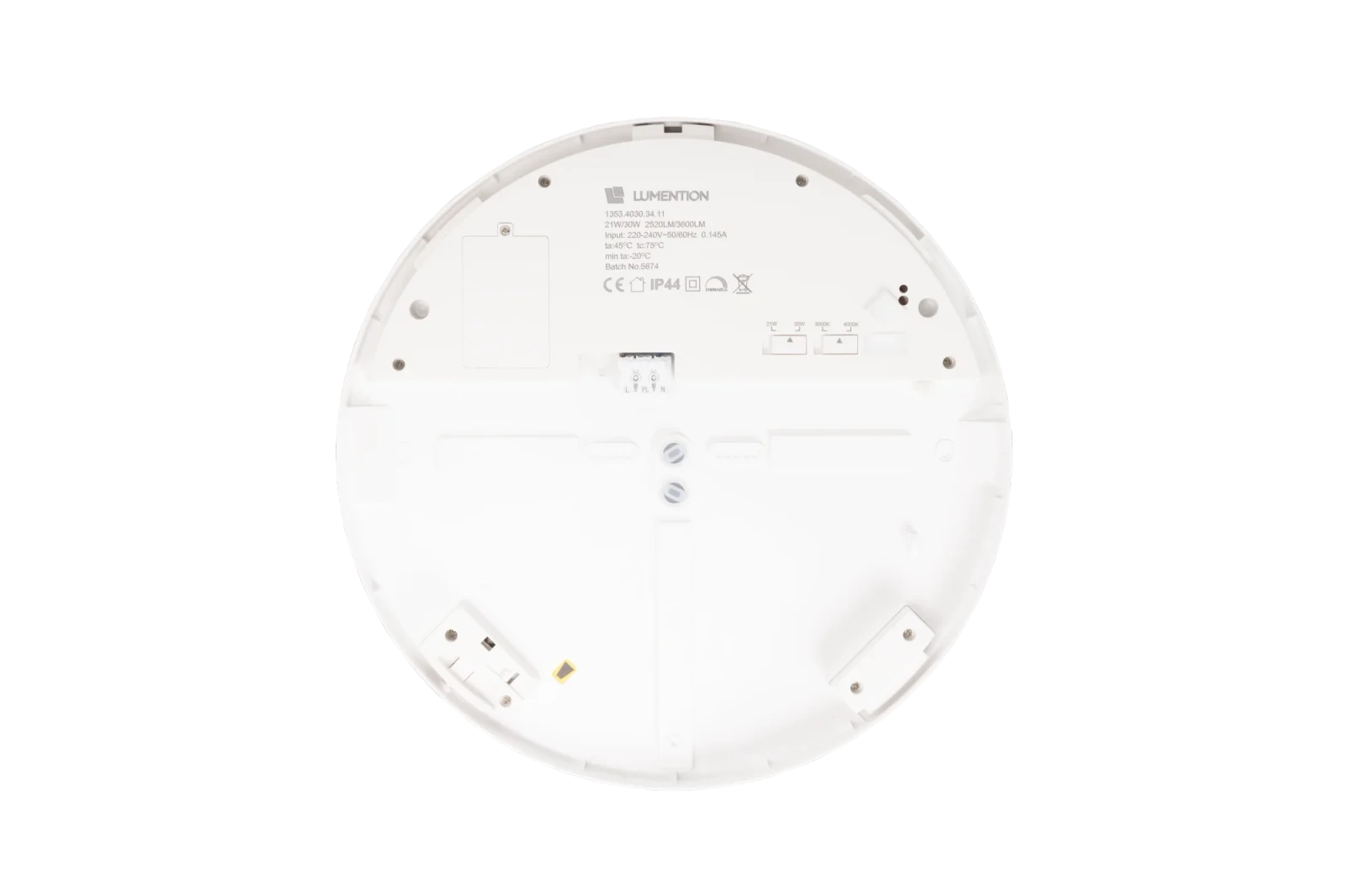 LED Wand- en Plafondarmatuur, 21–30W Instelbaar, 3000K/4000K, Dimbaar, IP44, Wit