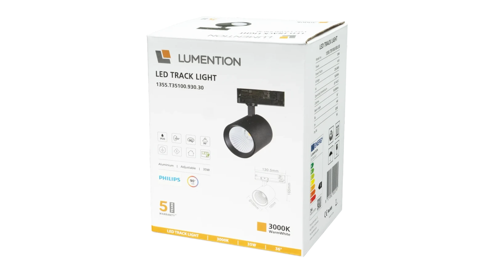 LED Trackspot, 35W, 3000K Warm Wit, Zwart
