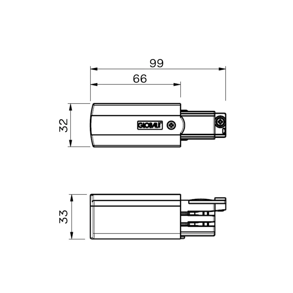 3-Fase Rails Voedingsconnector, Zwart