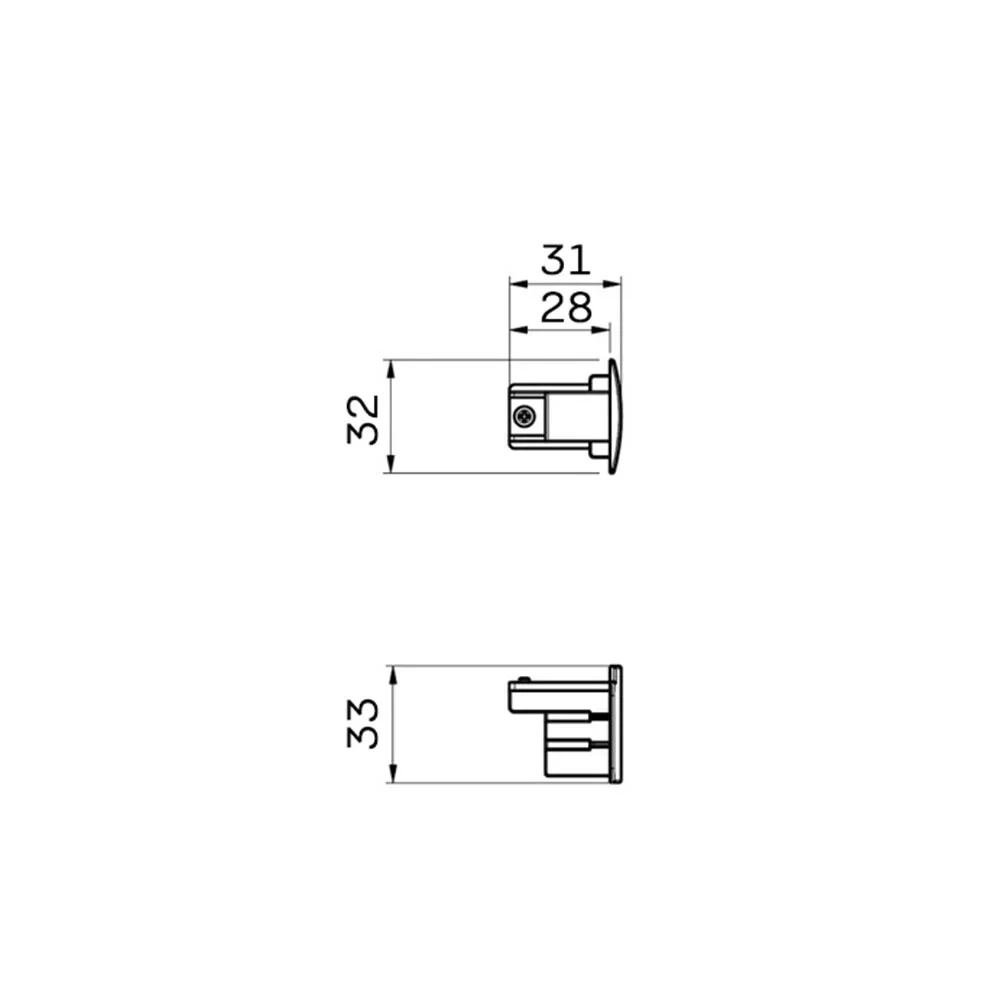 3-Fase Rails Eindkap, Wit