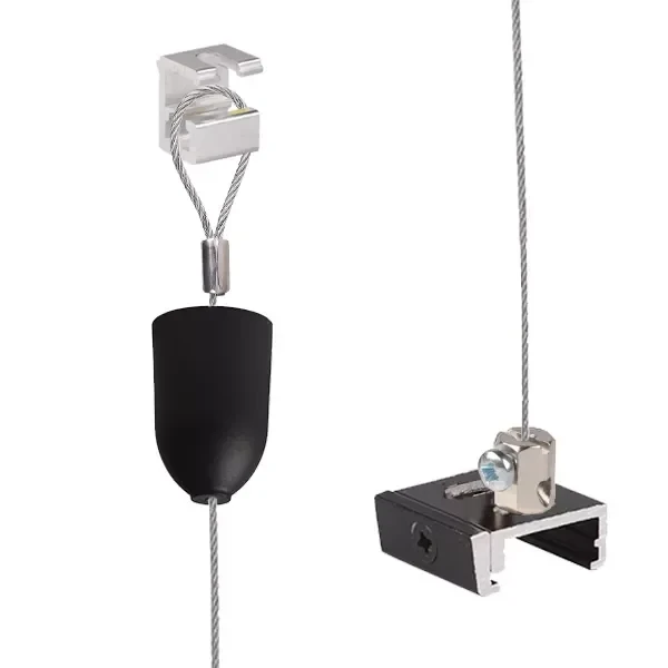 3-Fase Rails Staalkabel Ophangset, 1.5m, Zwart
