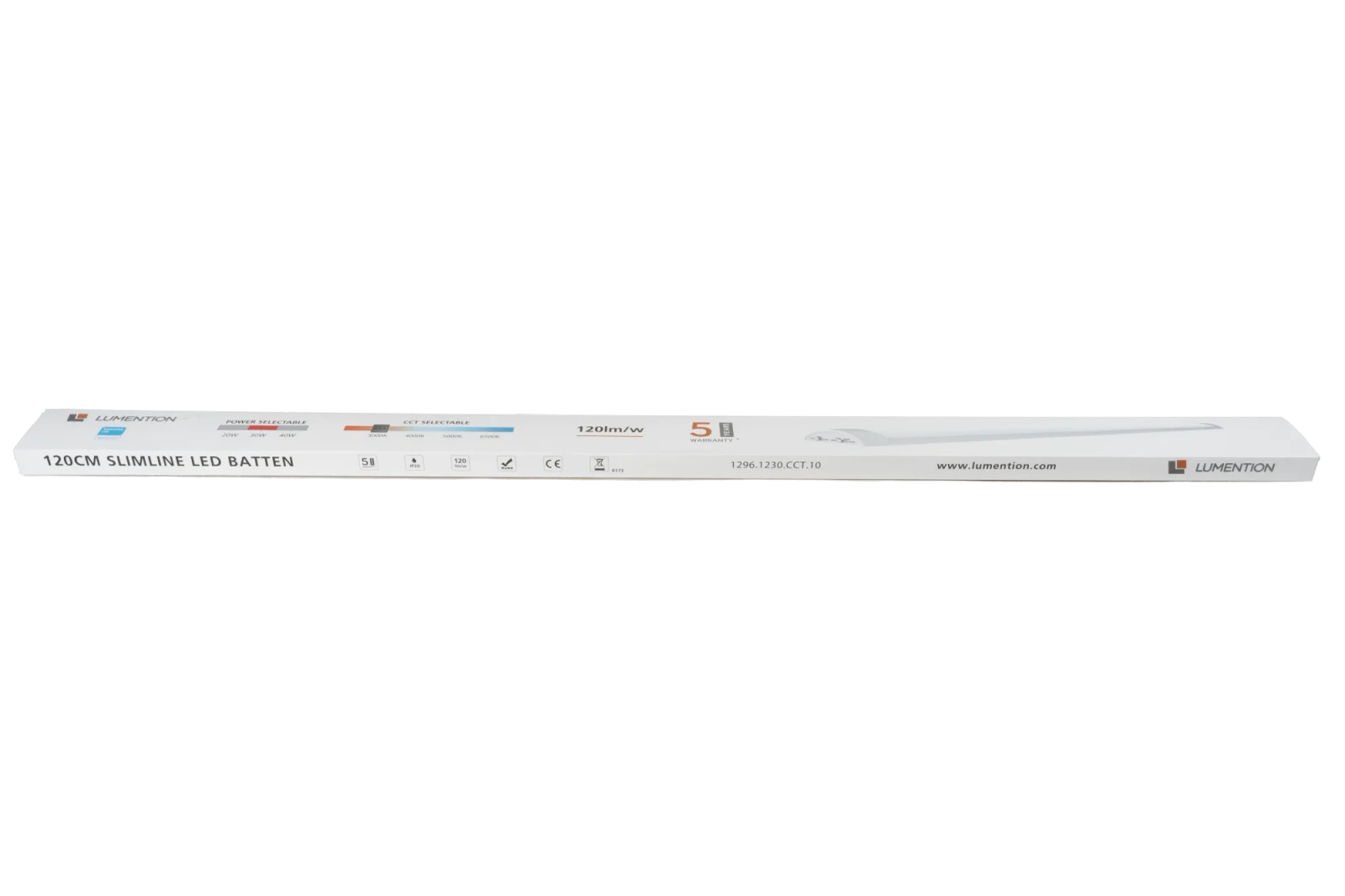 LED Batten, 120cm, 20W / 30W / 40W, 4CCT, 3000K/4000K/5000K/6500K, IP20, 120lm/W