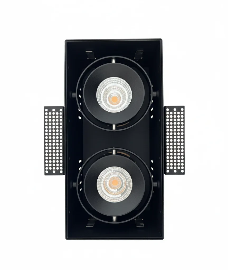 LED Inbouw Trimless Downlight, 2x15W, 2700K, Zwart