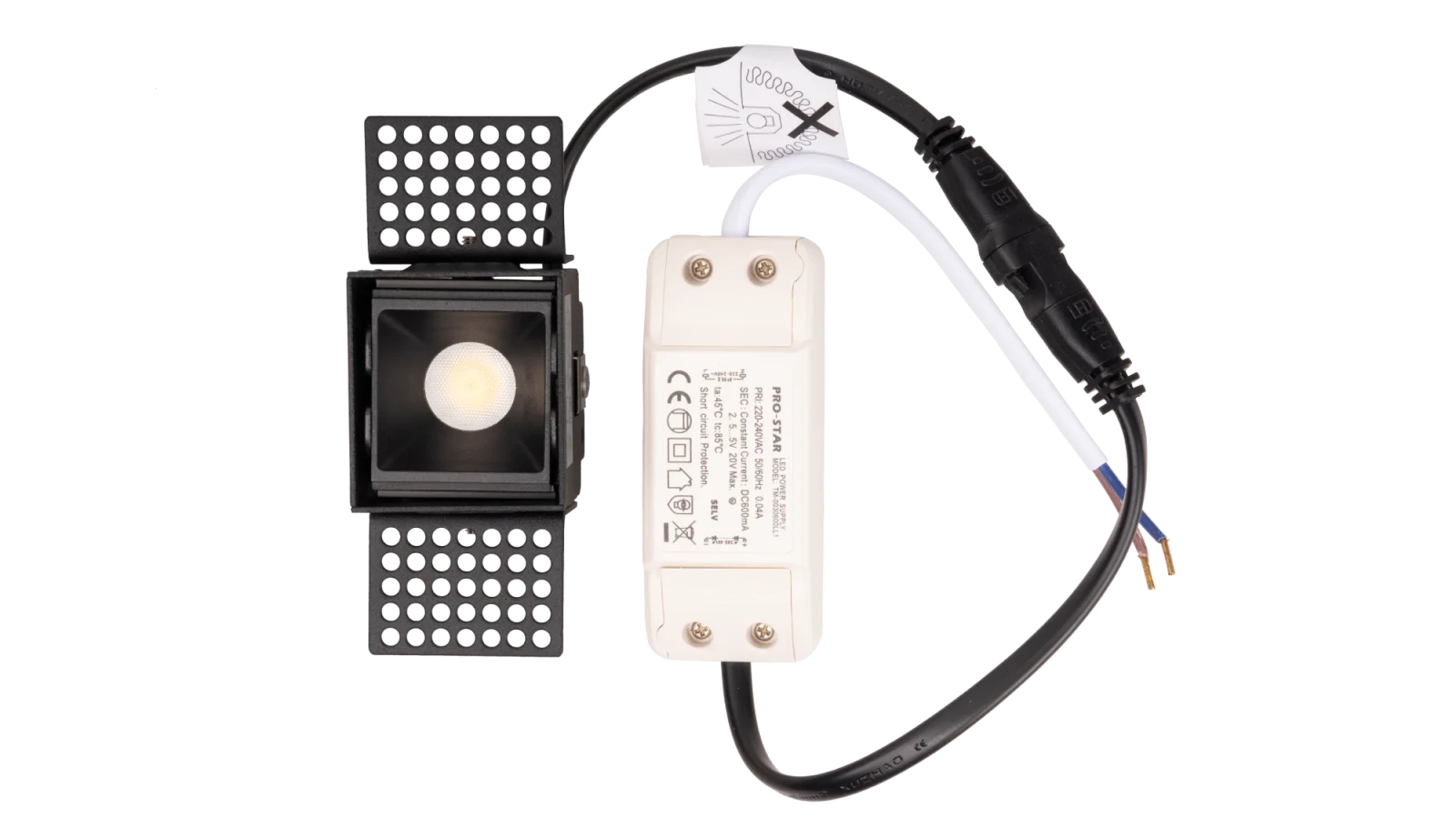 LED Inbouw Trimless Linear Downlight, 1x3W, 2700K, Zwart
