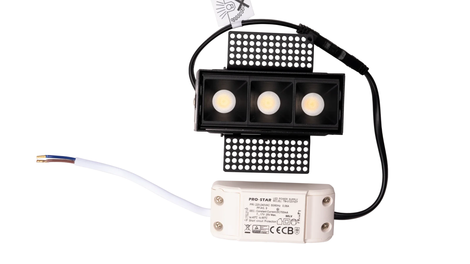 LED Inbouw Trimless Linear Downlight, 3x3W, 2700K, Zwart