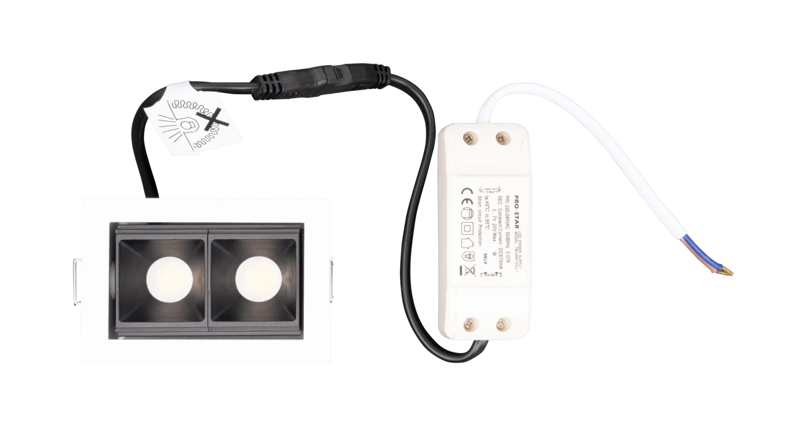 LED Inbouw Linear Downlight, 2x3W, 2700K, Wit