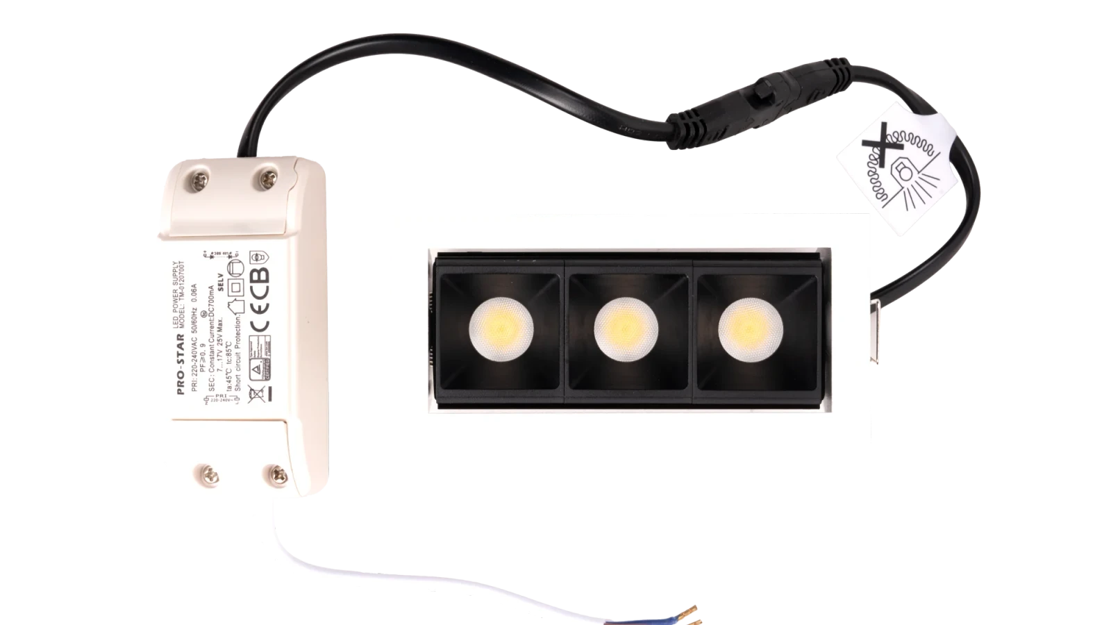 LED Inbouw Linear Downlight, 3x3W, 2700K, Wit
