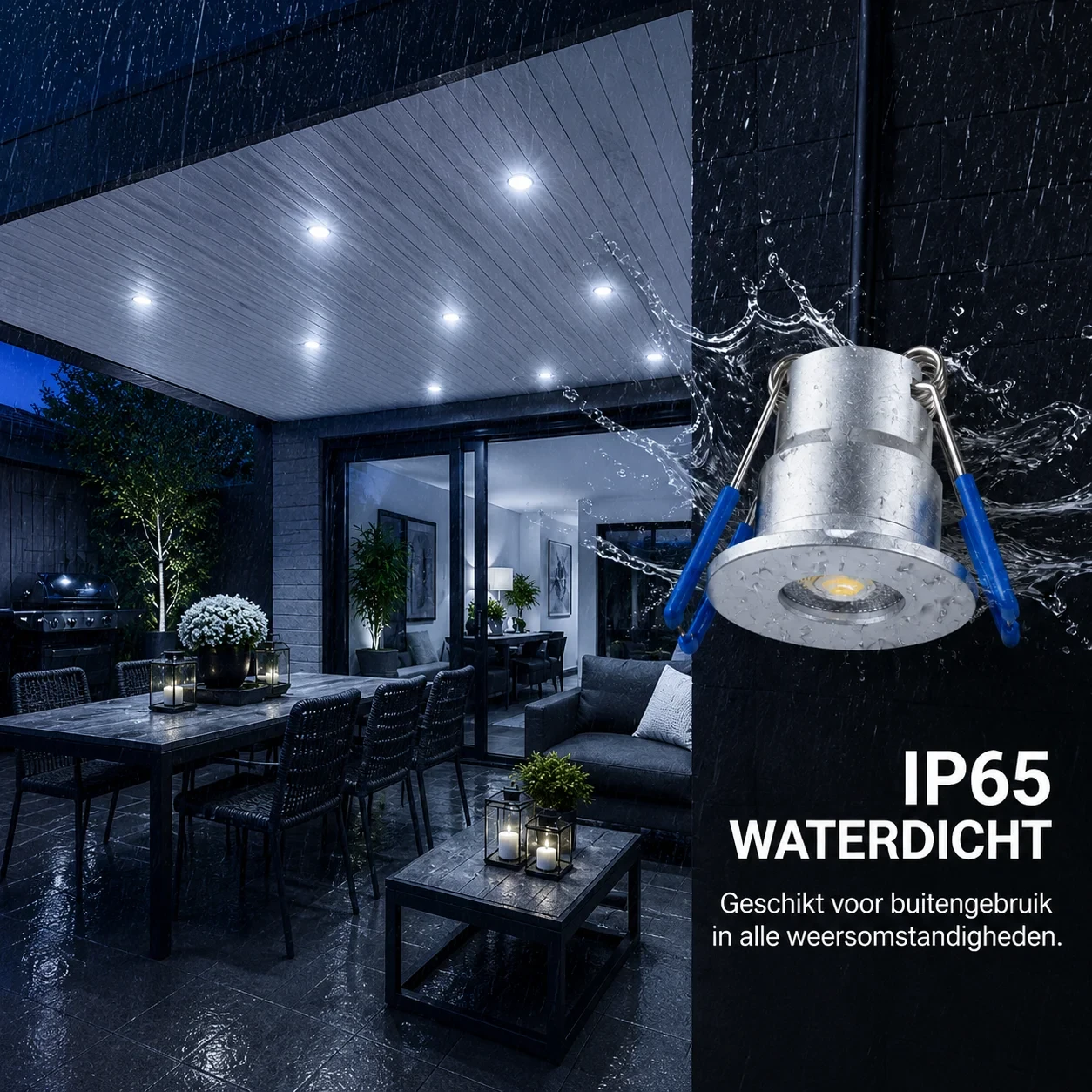 LED Verandaspot Set, 10x3W, 6500K, IP65, Dimbaar, Inclusief Trafo