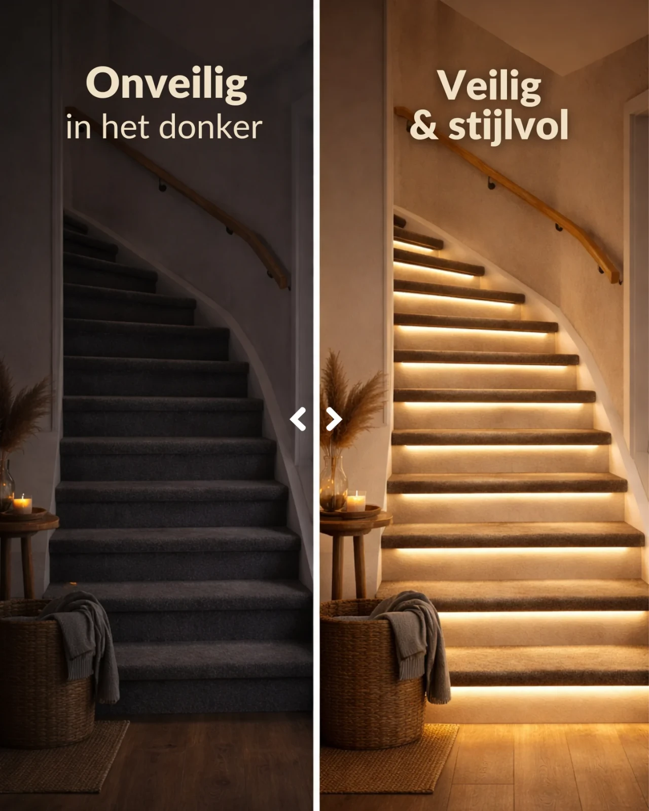LED Trapverlichting met sensor, 16 Stappen, 3000K - trapset
