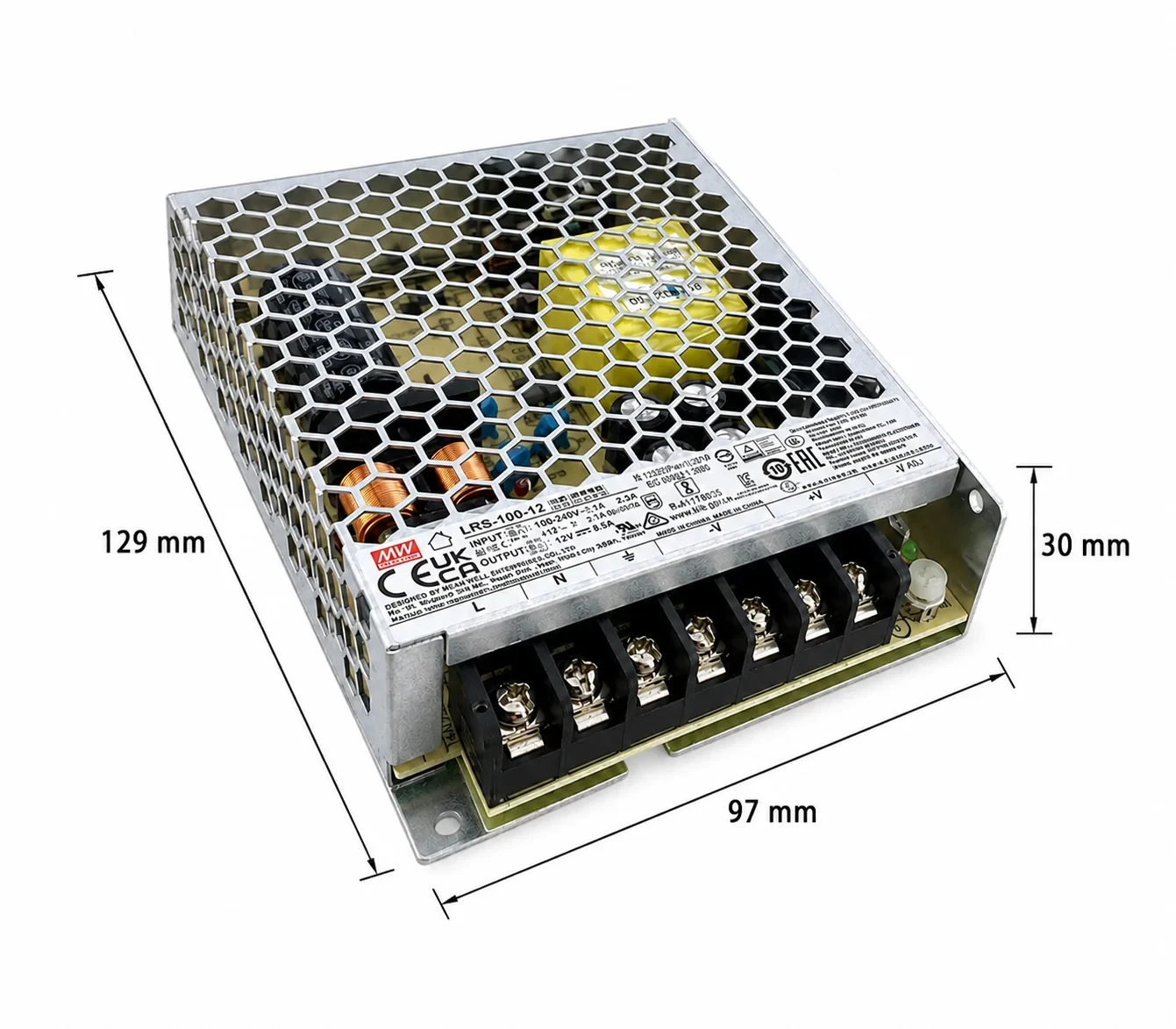 MEAN WELL Inbouwnetvoeding, 12V, 6.5A, 100W