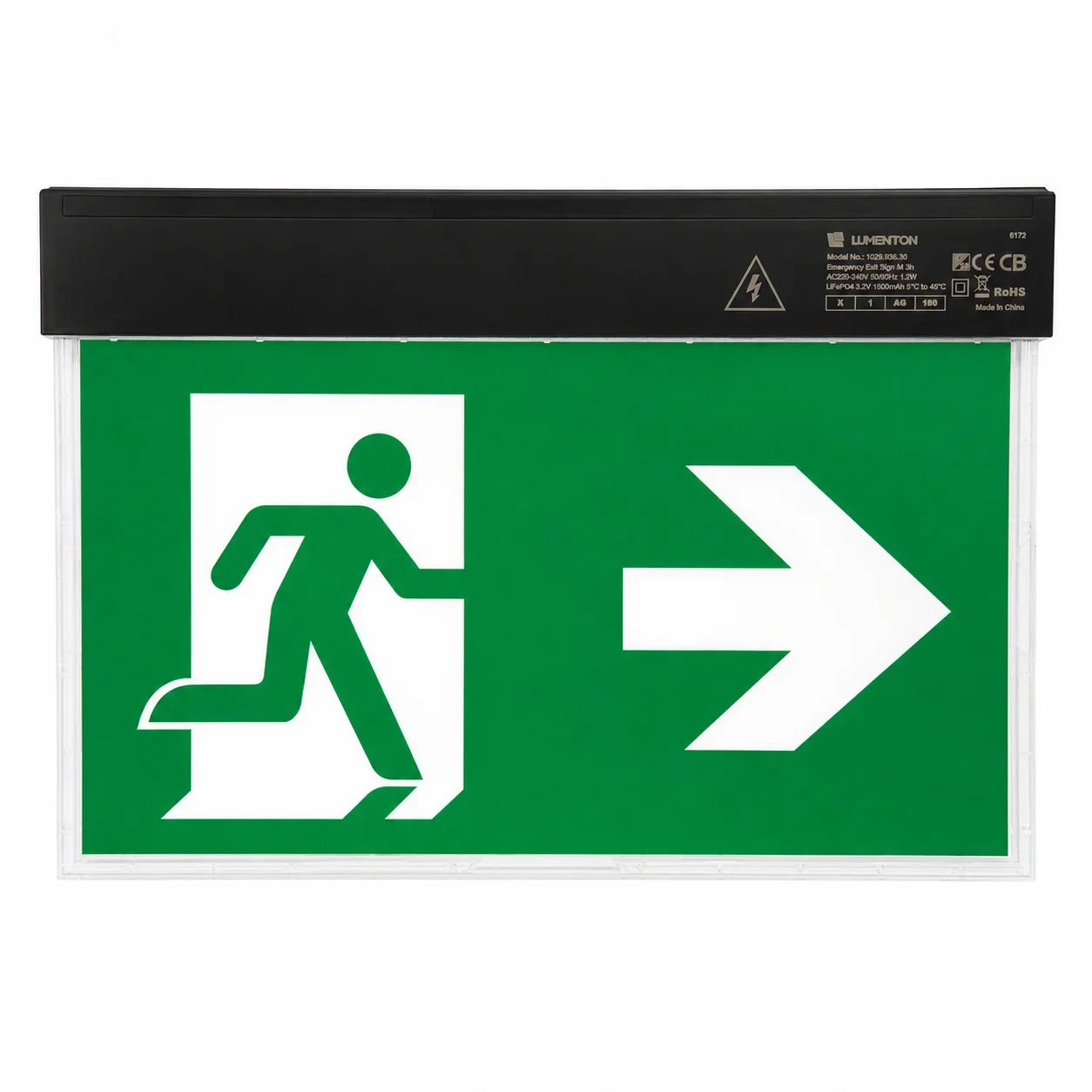 LED Nooduitgangsbord, Zwart, IP20