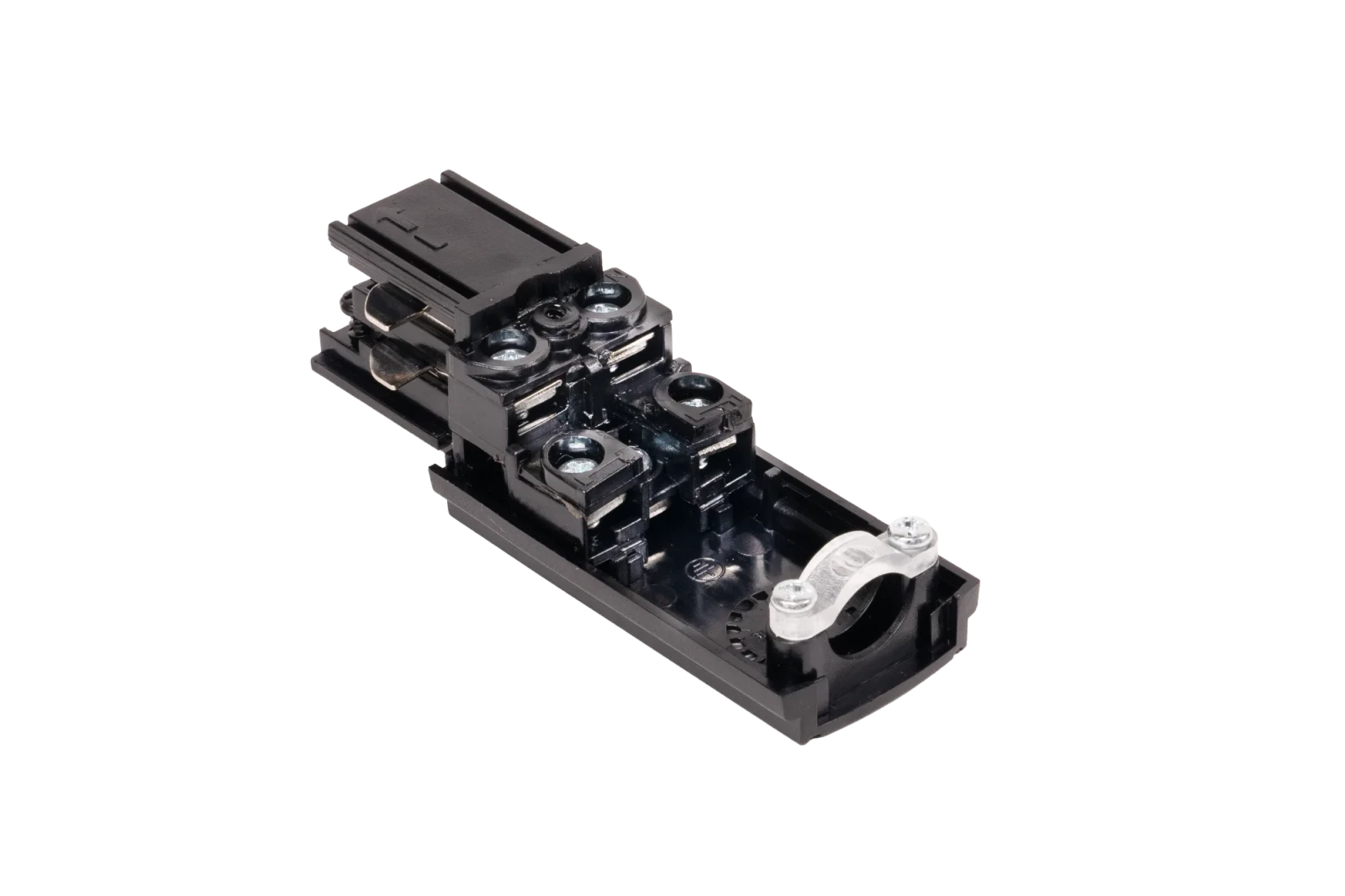 3-fase spanningsrail voedingsconnector, Links, Zwart