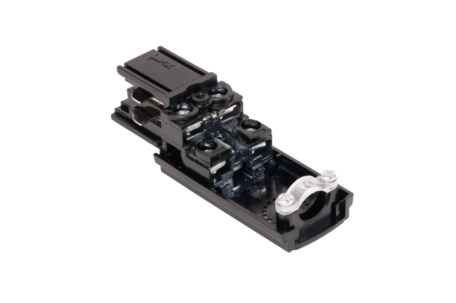 3-fase spanningsrail voedingsconnector, Rechts, Zwart