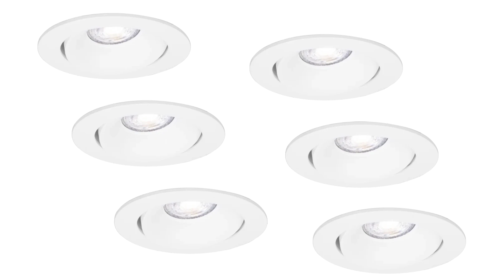 LED Inbouwspot Armatuur Set, Rond, Kantelbaar 30°, Wit, 6 stuks