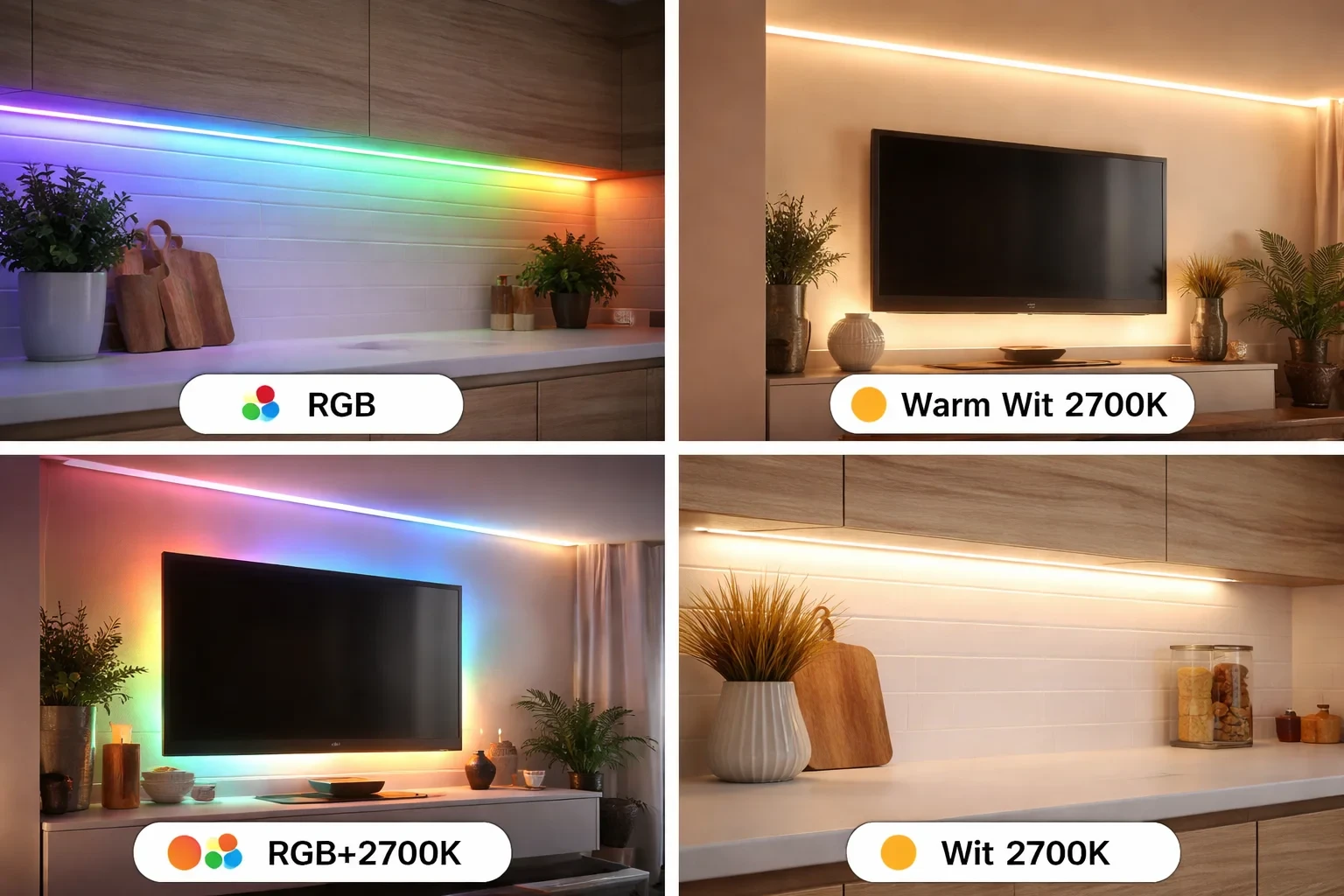 LED strip, 24V, RGB+2700K, IP65