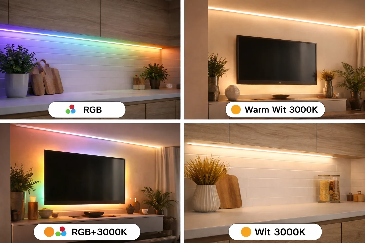 LED strip, 24V, RGB+3000K, IP65