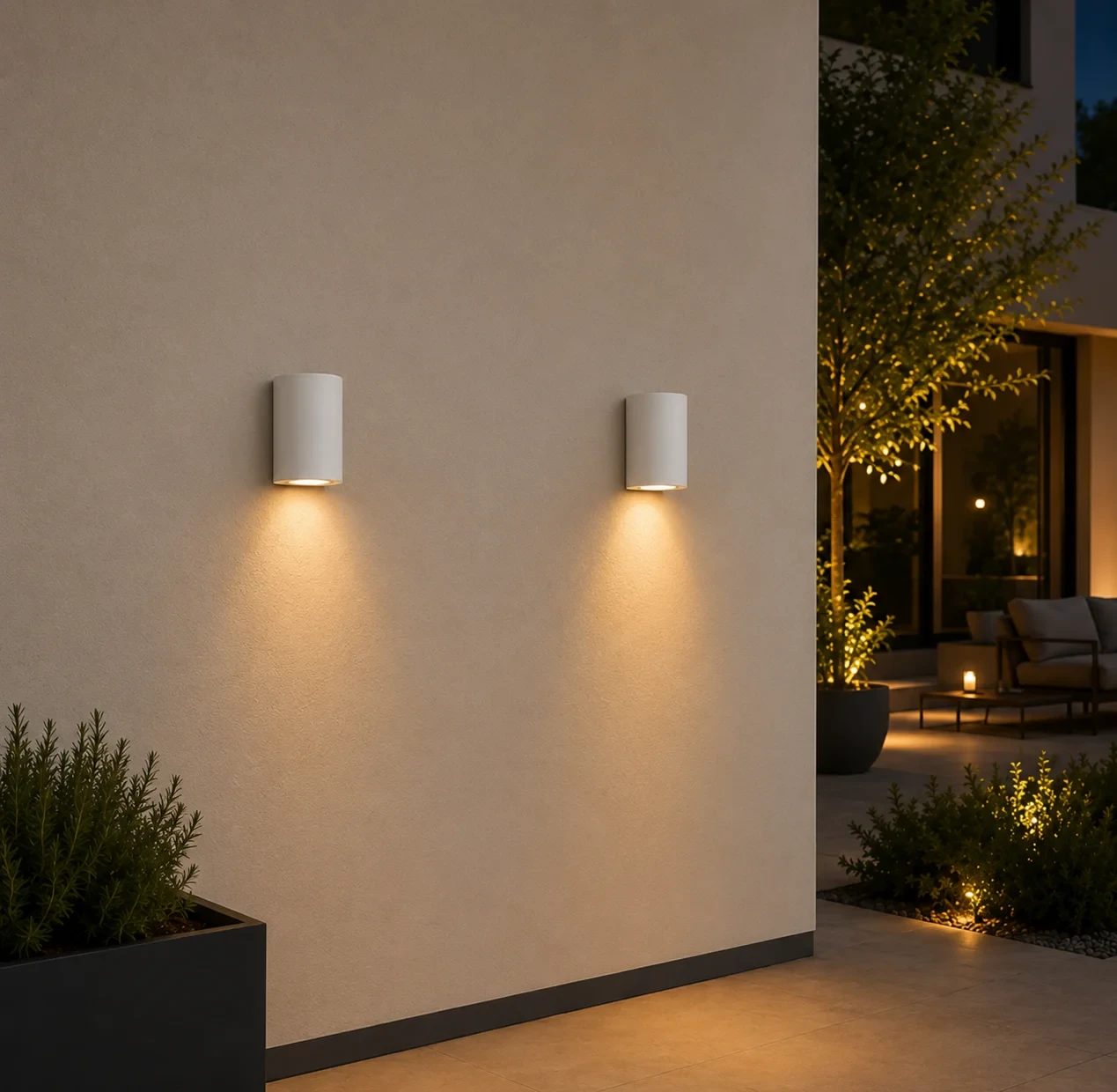 Moderne wandlamp, GU10 fitting, Aluminium, IP65, Wit