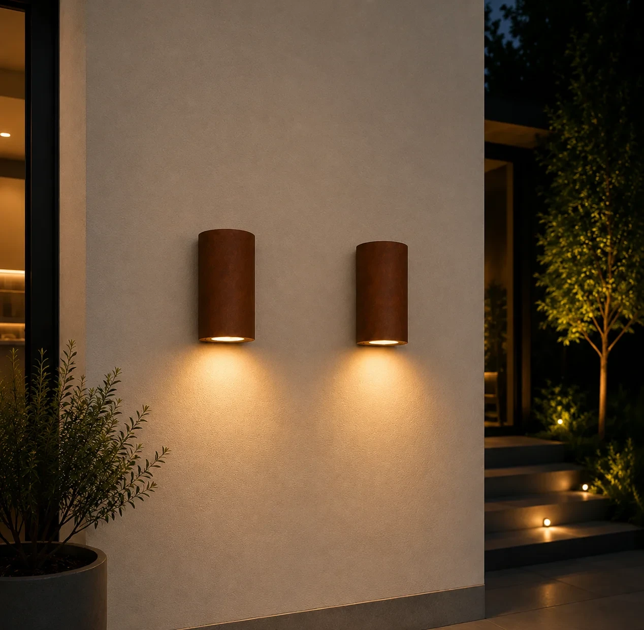 Moderne wandlamp, GU10 fitting, Aluminium, IP65, Corten