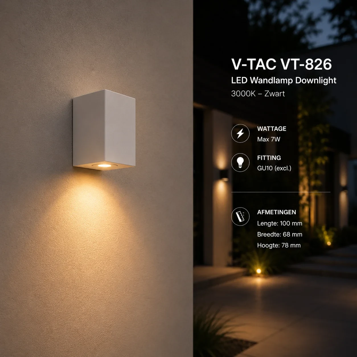 Moderne wandlamp, GU10 fitting, Aluminium, IP65, Wit