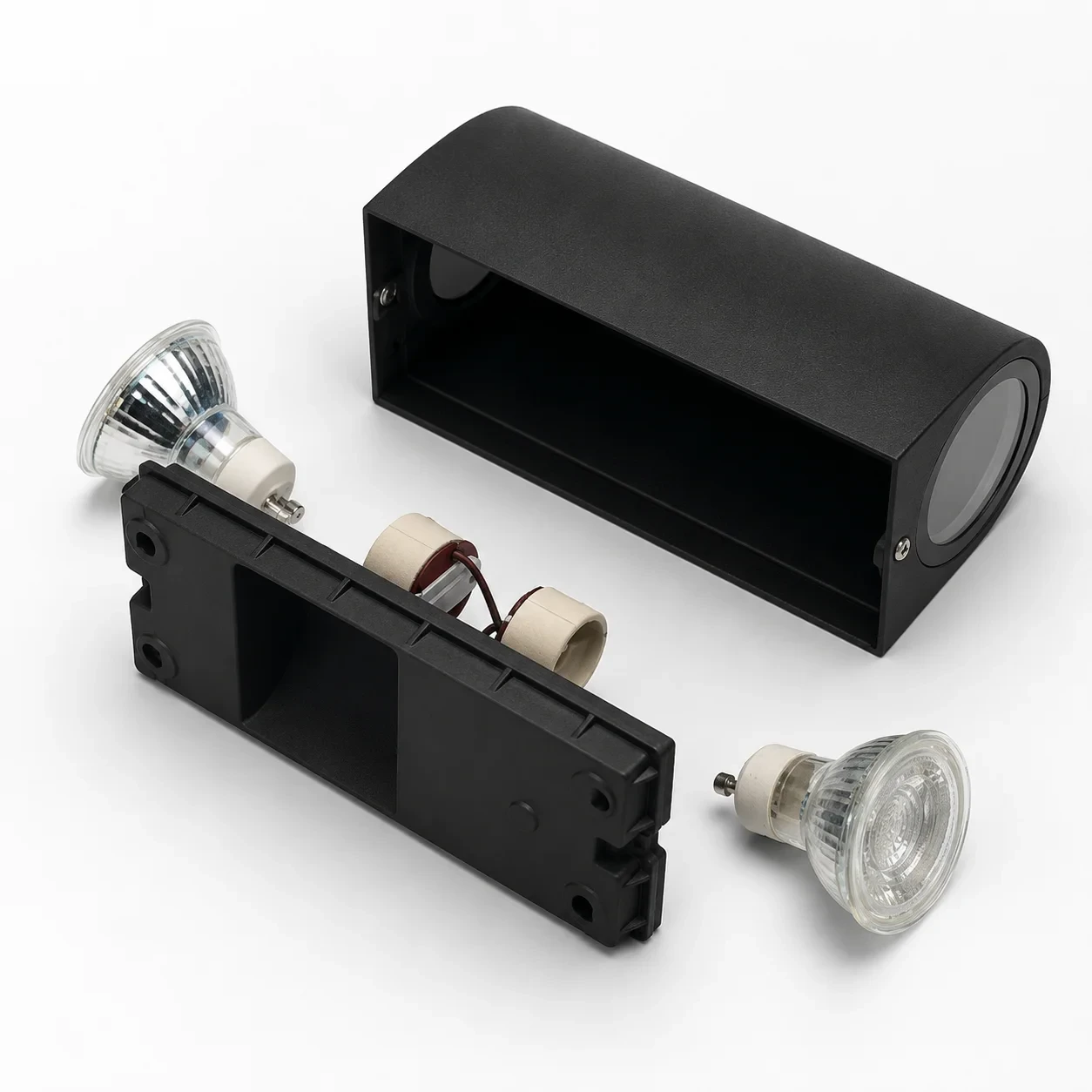 Moderne wandlamp, GU10 fitting, Aluminium, IP65, Zwart