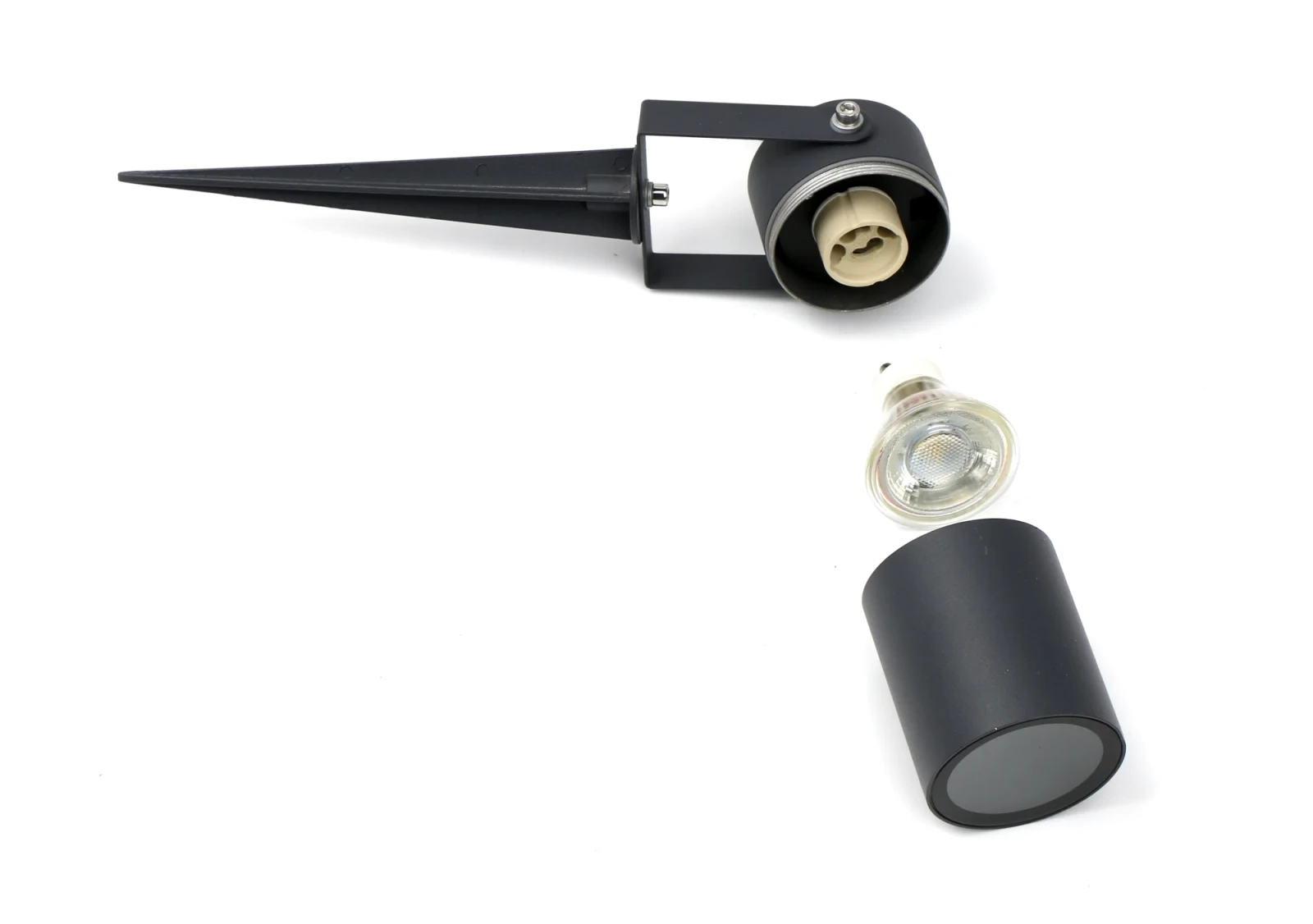 Buitenlamp prikspot, GU10 fitting, Aluminium, IP65, Zwart
