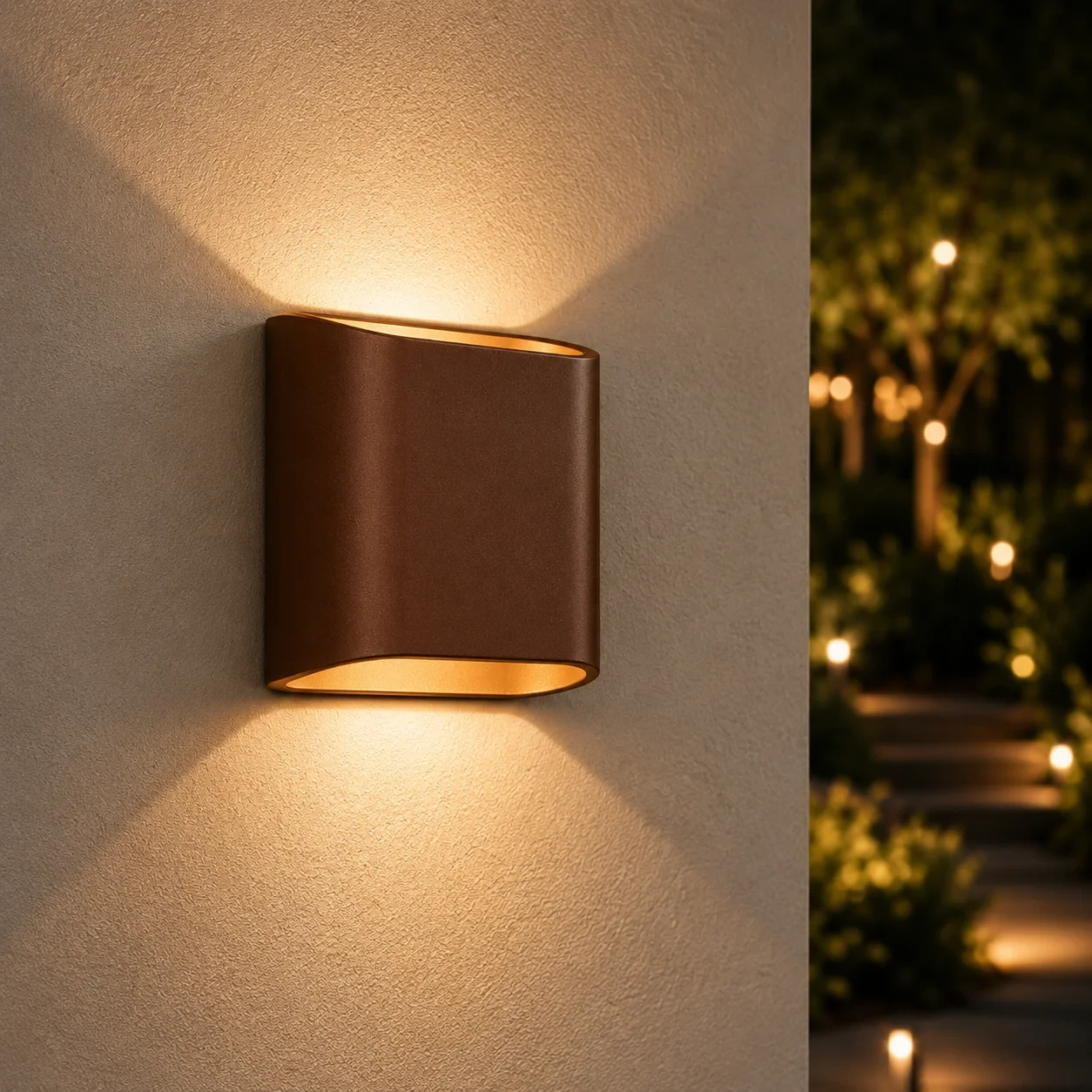 Moderne wandlamp corten, 2x5W, CCT, Aluminium, IP65