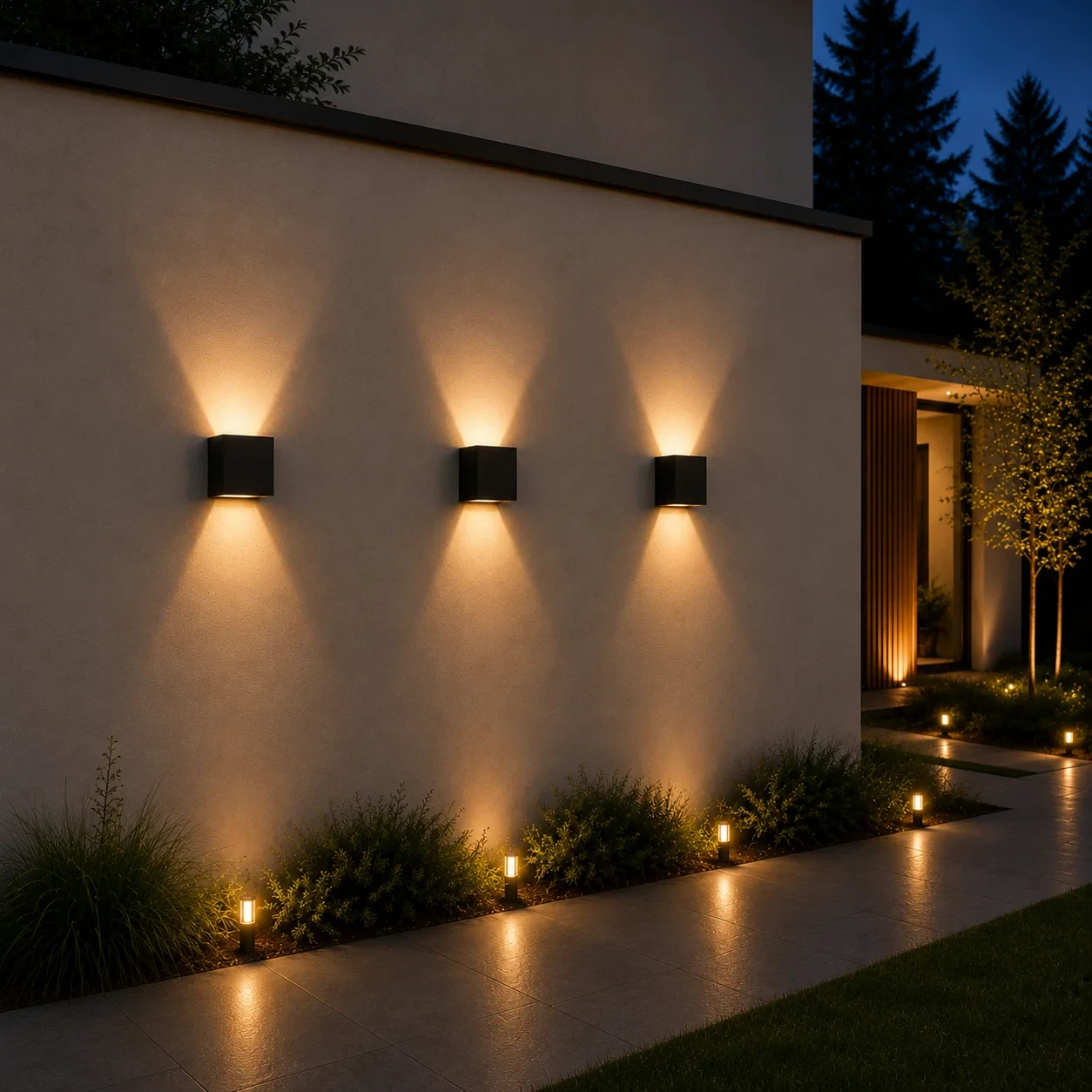 Moderne wandlamp zwart, LED, 7W, CCT, Aluminium, IP65