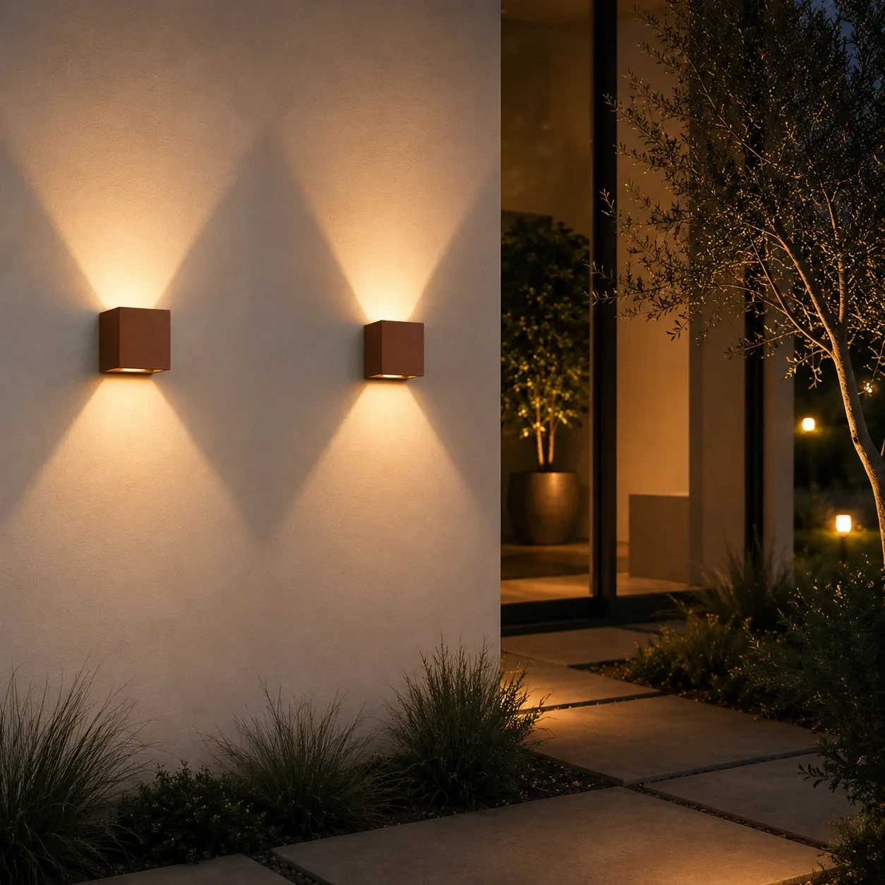 Moderne wandlamp corten, 7W, CCT, Aluminium, IP65