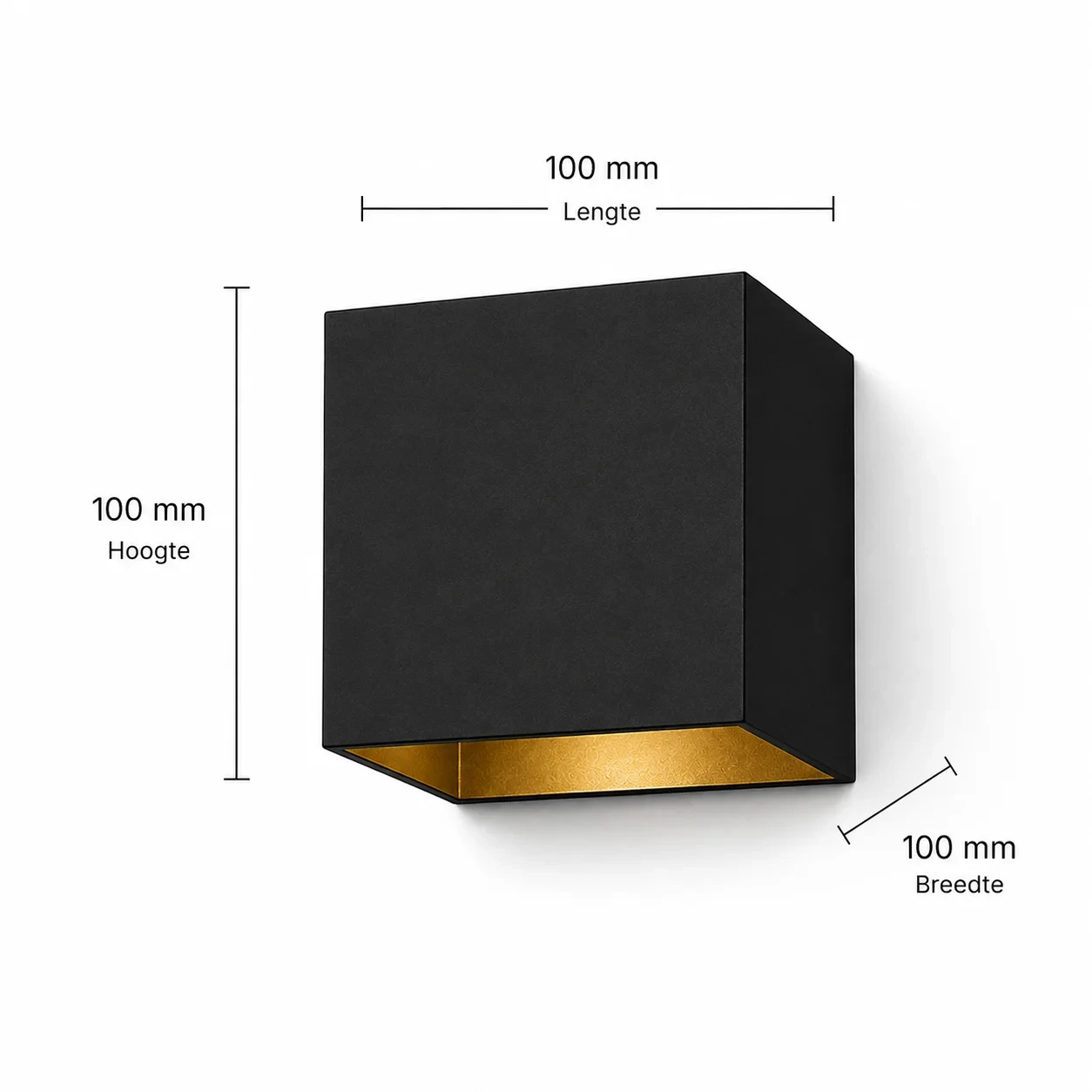 Moderne wandlamp zwart, LED, 7W, CCT, Aluminium, IP65, goud binnen