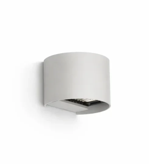 Moderne Ronde Wandlamp, Aluminium, Wit, 135x120mm