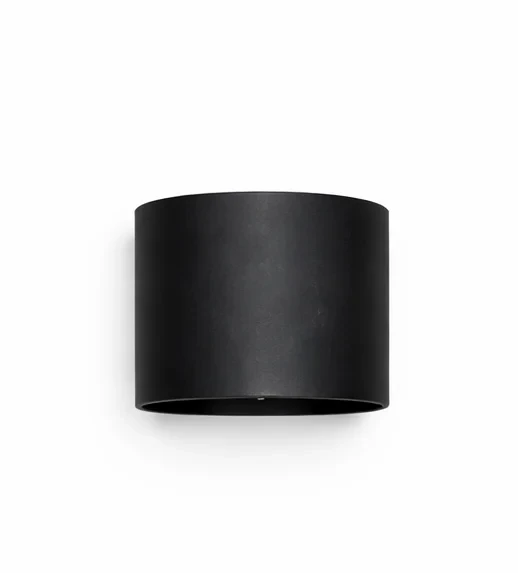Moderne Ronde Wandlamp, Aluminium, Zwart, 135x120mm