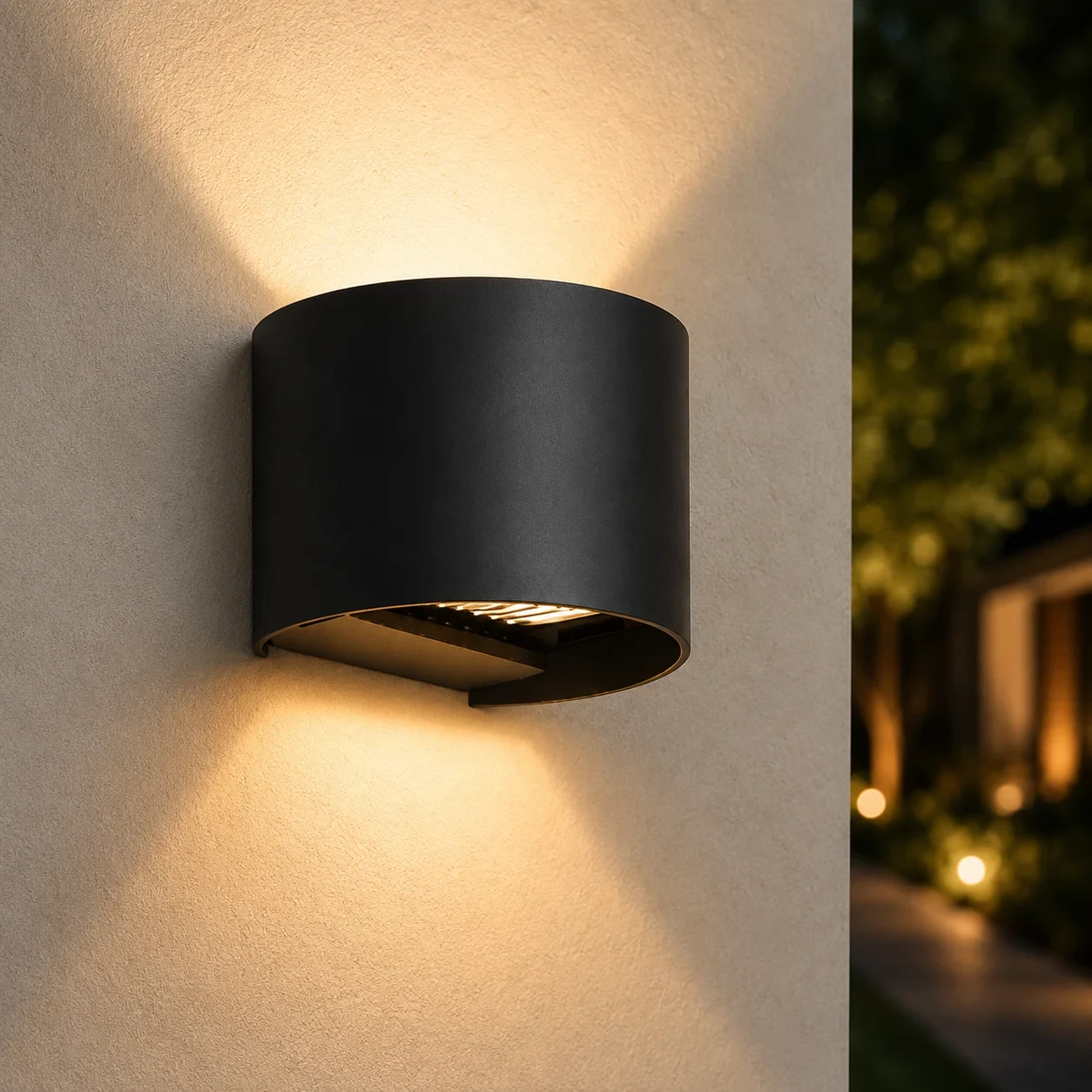 Moderne Ronde Wandlamp, Aluminium, Zwart, 135x120mm