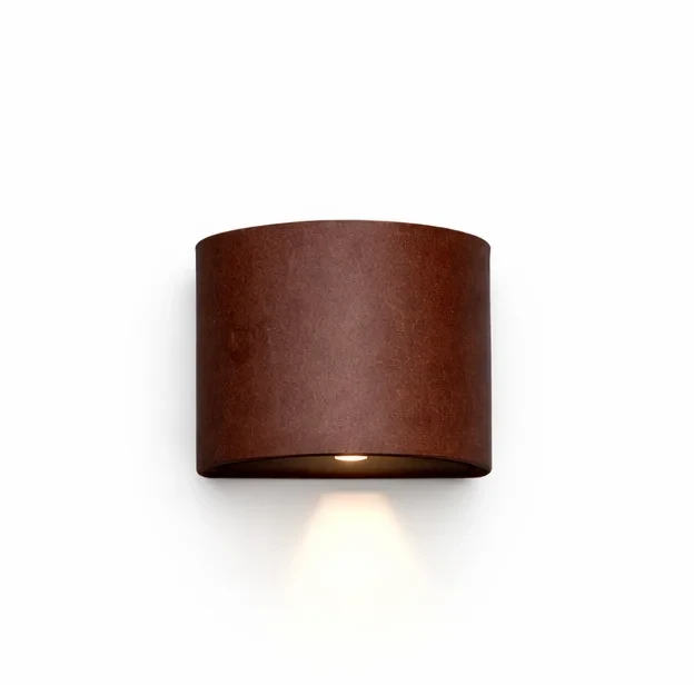 Moderne Ronde Wandlamp, Aluminium, Corten, 135x120mm