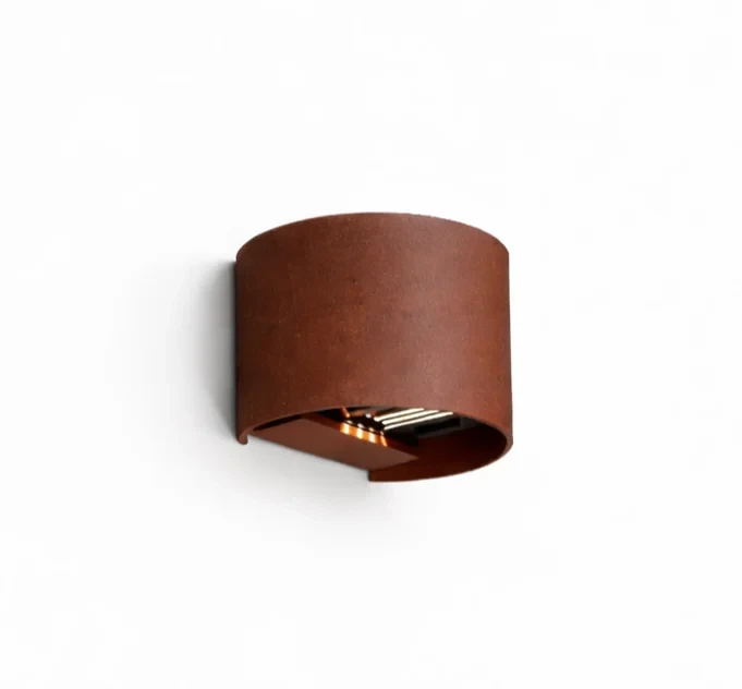 Moderne Ronde Wandlamp, Aluminium, Corten, 135x120mm
