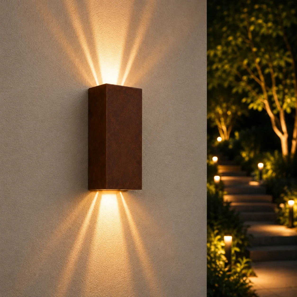 Moderne wandlamp corten, 10W, CCT, Aluminium, IP65