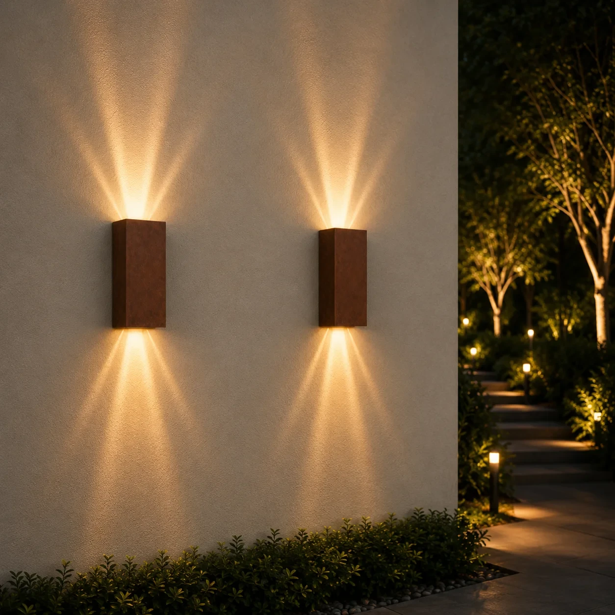 Moderne wandlamp corten, 10W, CCT, Aluminium, IP65