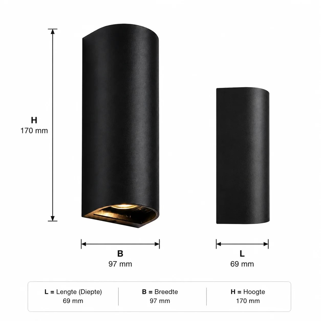 Moderne wandlamp zwart, 10W, CCT, Aluminium, IP65