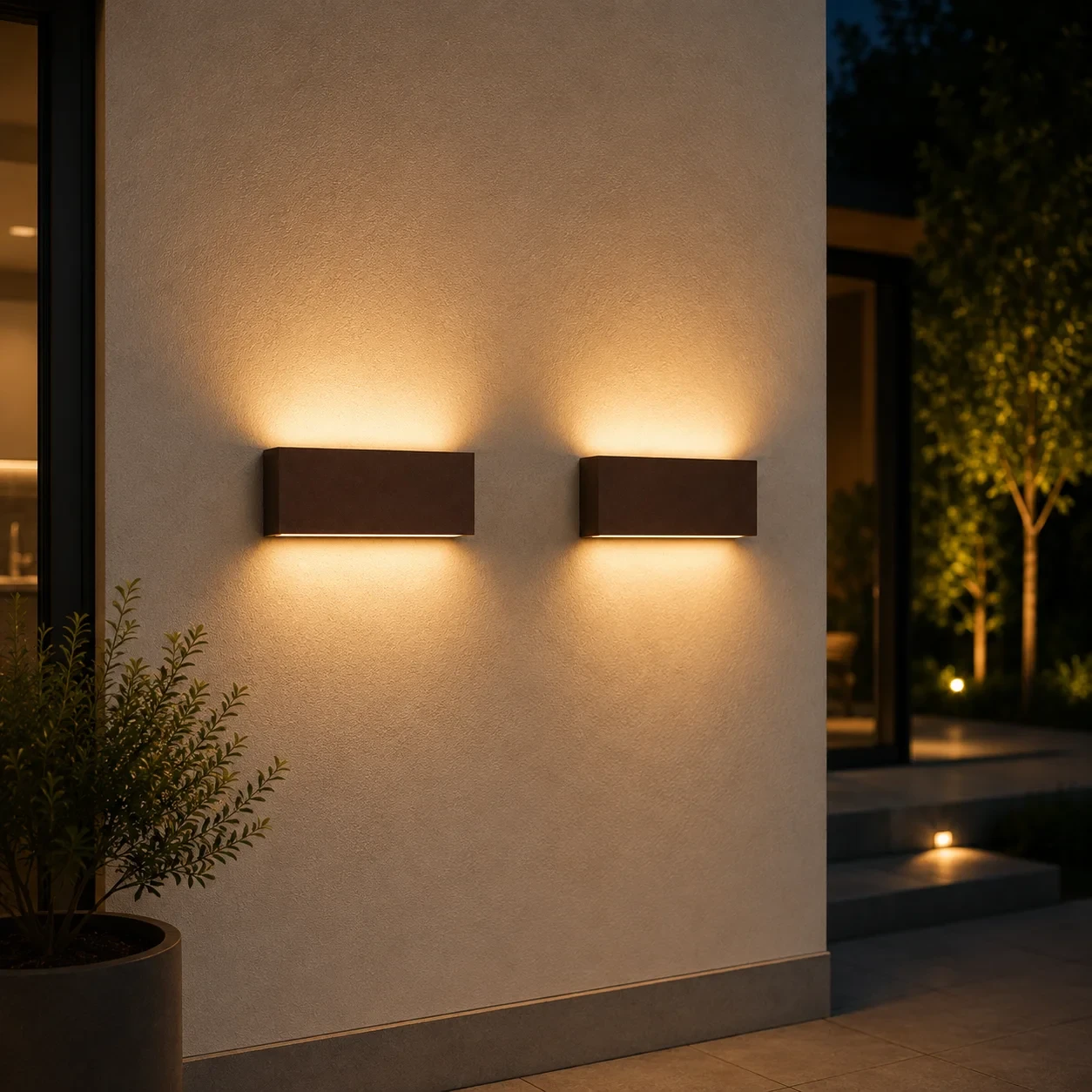 Moderne wandlamp corten, 2x5W, CCT, Aluminium, IP65