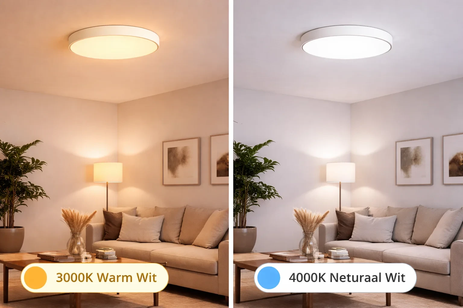 LED plafondlamp, 33W/45W, 3000K/4000K, IP44, Wit
