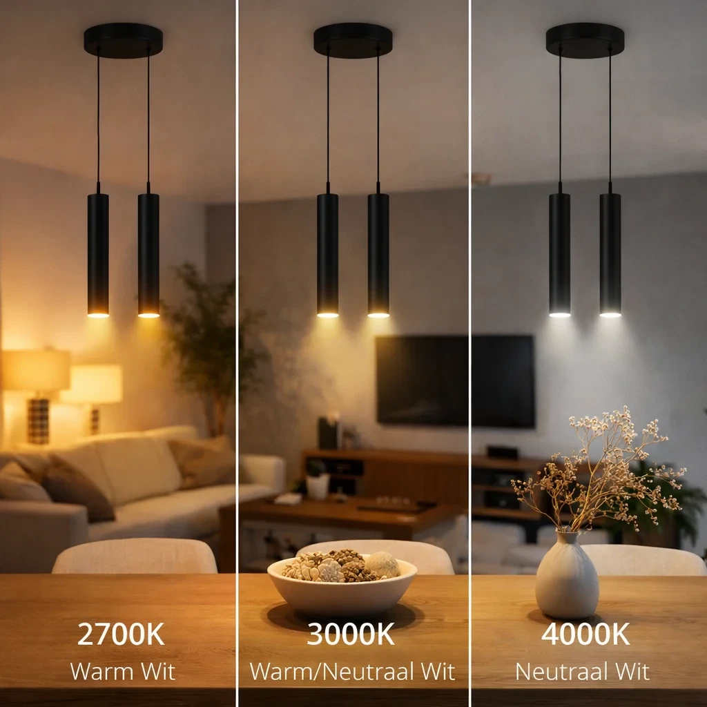 LED pendelarmatuur, 2x5W, 3CCT, dimbaar, Zwart