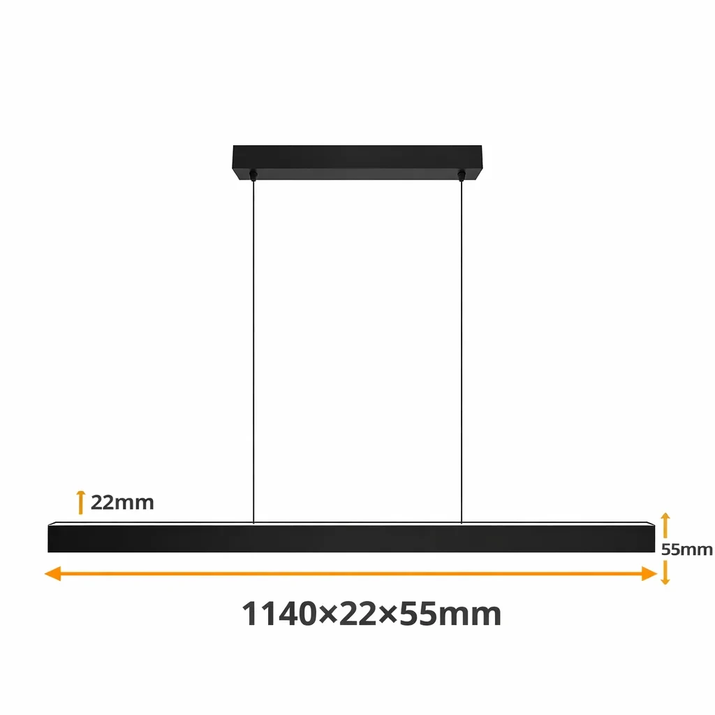LED lineair pendelarmatuur, 36W, 3CCT, sensor, 1140mm
