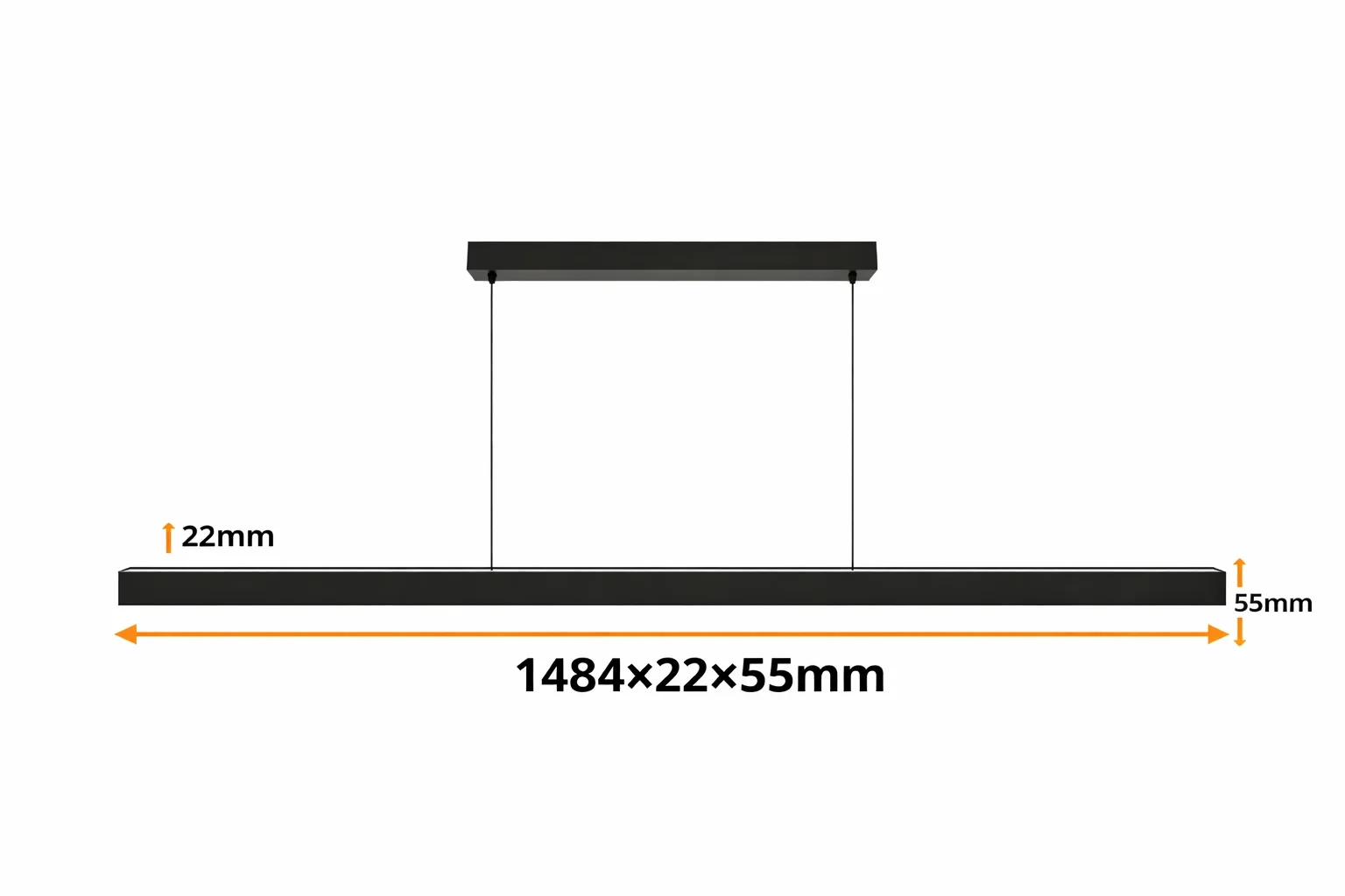 LED lineair pendelarmatuur, 36W, 3CCT, sensor, 1484mm